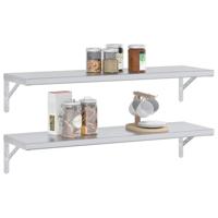 Wandschappen 2 st 100x30 cm roestvrijstaal zilverkleurig - thumbnail