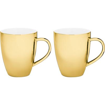 vtwonen XL Mokken met oor - Set van 4 - Goud - Porselein - 400ml