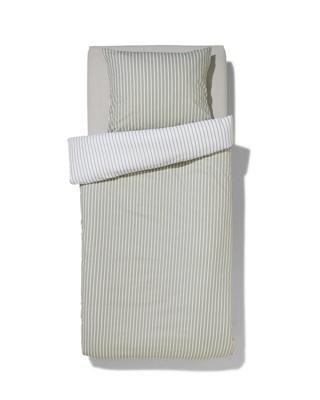 HEMA Dekbedovertrek 140x200/220cm zacht katoen strepen groen (groen)