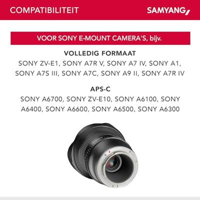 Samyang 7472 12/2,8 objectief Fisheye DSLR Sony E handmatige fotoolens, super groothoek zwart