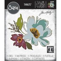 Sizzix • tim holtz thinlits die set brushstroke flowers #3 5pcs - thumbnail