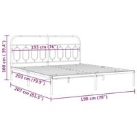 Bedframe met hoofdbord metaal wit 193x203 cm - thumbnail