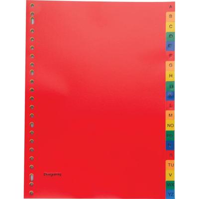 Pergamy tabbladen, ft A4, 23-gaatsperforatie, PP, geassorteerde kleuren, A-Z