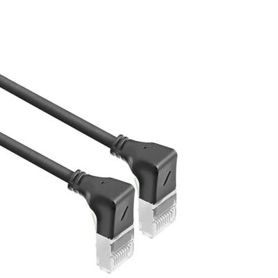 ACT DA5901 U/FTP CAT6A LSZH Slimline Patchkabel | RJ45 Connectoren 90° Haaks Beneden naar 90° Haaks Beneden | Zwart | 1 meter