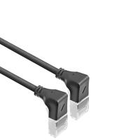 ACT Zwarte 5 meter U/FTP CAT6A LSZH Slimline patchkabel met RJ45 connectoren 90° haaks beneden naar - thumbnail
