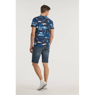 Cars T-shirt met all over print blauw/grijs