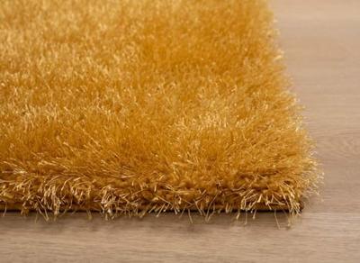 Tapeso Vierkant hoogpolig vloerkleed velvet - Posh goud - 240x240 cm