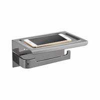 Best Design Toiletrolhouder met Telefoonplankje 18x12 cm RVS Geborsteld - thumbnail