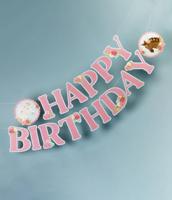 Letterslinger Happy Birthday Paarden Roze - thumbnail