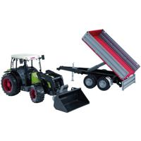 Bruder Claas Nectis 267 F met voorlader en trailer - thumbnail