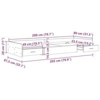 Opbergbedframe met hoofdeinde Gerookt eiken 80 x 200 cm Bewerkt hout - thumbnail
