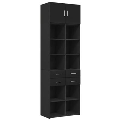 Opbergkast 70x42,5x225 cm bewerkt hout zwart