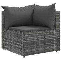 5-delige Loungeset met kussens poly rattan grijs - thumbnail