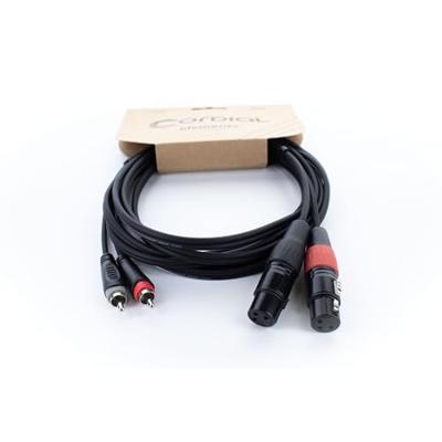 Cordial EU 1 FC XLR Verbindingskabel [2x XLR-bus 3-polig - 2x Cinch-stekker] 1 m Zwart