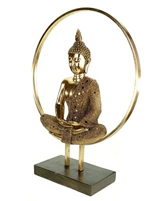 Displaystand Buddha in cirkel van poly, metaal goud (B/H/D) 49x65x17cm
