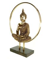Displaystand Buddha in cirkel van poly, metaal goud (B/H/D) 49x65x17cm - thumbnail