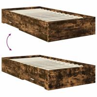 Bedframe met hoofdeinde Gerookt eiken 100 x 200 cm Bewerkt hout - thumbnail