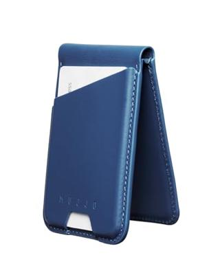 Mujjo Magsafe lederen card portomonee stand - Monaco Blue Mujjo Magsafe lederen card portomonee stand - Monaco Blue