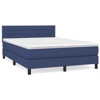 Boxspring met matras stof blauw 200x200 cm - thumbnail