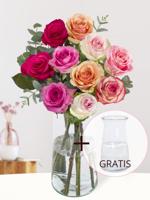Rozenboeket Lisa + gratis glasvaas Evita - thumbnail