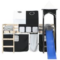 Gordijnen voor hoogslaper met tunnel en toren wit en zwart - thumbnail