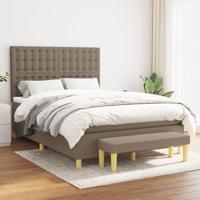 Boxspring met matras stof taupe 140x190 cm - thumbnail