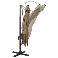 VidaXL Zweefparasol met paal en led-verlichting 300 cm taupe - thumbnail