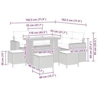 Tuinbankenset 9 pcs Beige poly rattan - thumbnail