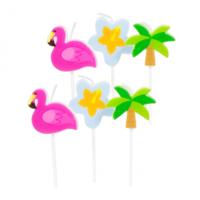 Folat Tropical party kaarsen 7,5 cm set van 6 | 24 stuks - thumbnail