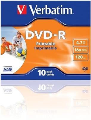 Verbatim 43521 DVD-R disc 4.7 GB 10 stuk(s) Jewelcase Bedrukbaar