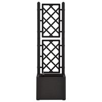 Plantenbak hoog met latwerk en zelfbewateringssysteem antraciet - thumbnail