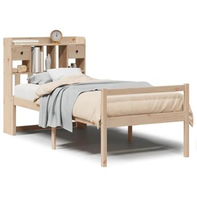 Bed met boekenkast zonder matras massief grenenhout 75x190 cm