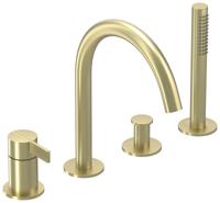 IVY Pact Badrandcombinatie - 4-wegs - mengkraan - draaibare uitloop - uittrekbare handdouche - Geborsteld mat goud PVD 6302154 - thumbnail