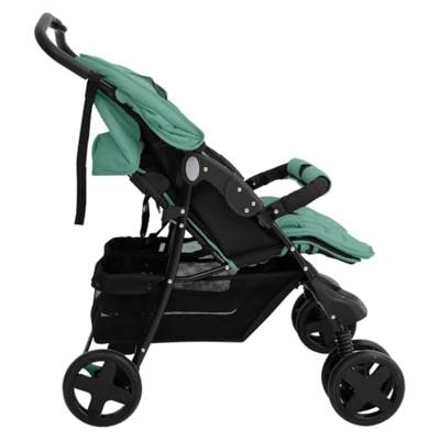 VidaXL Tweelingkinderwagen staal groen VidaXL Tweelingkinderwagen staal groen