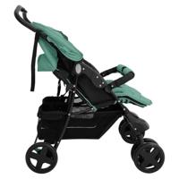 VidaXL Tweelingkinderwagen staal groen - thumbnail
