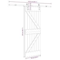 Schuifdeur met beslag 70x210 cm massief grenenhout - thumbnail