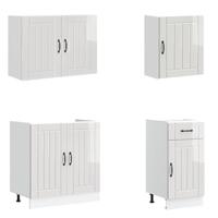 7-delige Keukenkastenset Lucca bewerkt hout glanzend wit - thumbnail