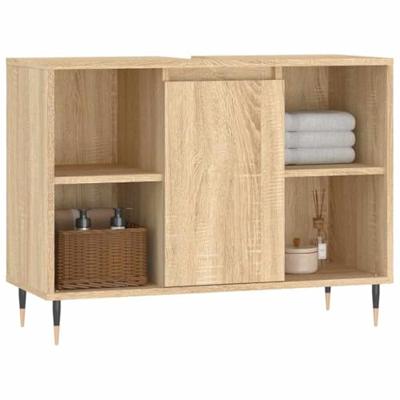 Badkamerkast 80x33x60 cm bewerkt hout sonoma eikenkleurig