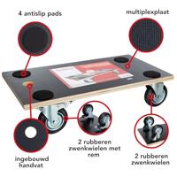Velleman QT111 QT111 Transportroller Laadvermogen (max.): 400 kg 575 mm x 300 mm Aantal rollers 4 - thumbnail