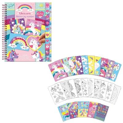 Totum stickerboek stickeren op nummer eenhoorn