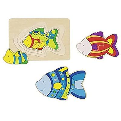 Goki houten 3-lagen puzzel vis