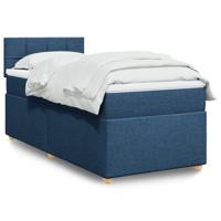 Boxspring met matras stof blauw 90x190 cm - thumbnail