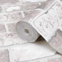 VidaXL Vliesbehang 3d baksteenpatroon 10x0,53 m grijs - thumbnail