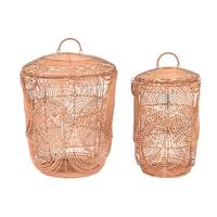 Mandenset DKD Home Decor Natuurlijk Lichtbruin Tropisch 45 x 45 x 57 cm - thumbnail