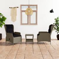 3-delige Loungeset met kussens poly rattan bruin - thumbnail