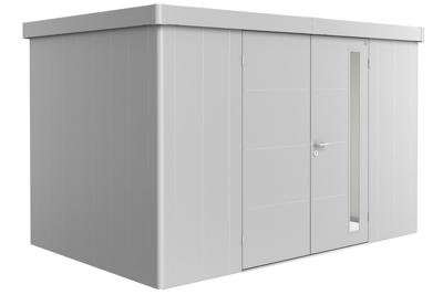 Biohort Neo 2D metalen tuinhuis zilver 348x236 cm met dubbele deur- Plat dak- Metaal- Biohort