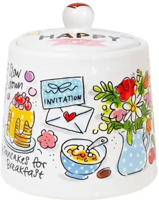 Blond Amsterdam suikerpot aardewerk happy 12x12cm multi