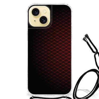 Apple iPhone 15 Doorzichtige Silicone Hoesje Geruit Rood Apple iPhone 15 Doorzichtige Silicone Hoesje Geruit Rood