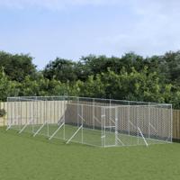 Hondenkennel voor buiten 4x12x2 m gegalvaniseerd staal zilver - thumbnail