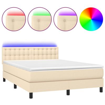Boxspring met matras en LED stof crèmekleurig 160x200 cm